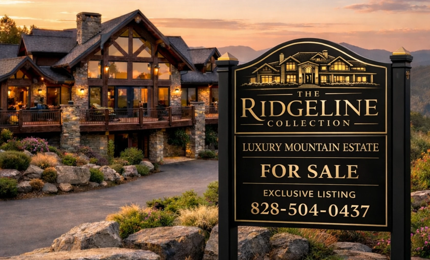 Luxury home with for sale sign