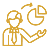 Businessman with pie chart icon