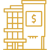 Financial institution icon with dollar sign