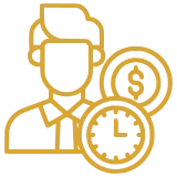 Businessman with clock and dollar icon